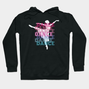 Dance With Ballerina Silhouette Retro Look Lettering Hoodie